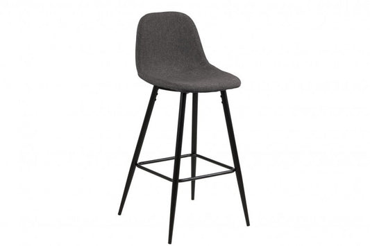 Chaise de bar rembourrée avec pieds en tissu et métal Wilma Gris Foncé / Noir, l44xA48xH91 cm