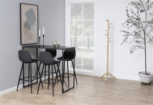 Chaise de bar rembourrée avec pieds en tissu et métal Wilma Gris / Noir, l46,6xA51xH101 cm
