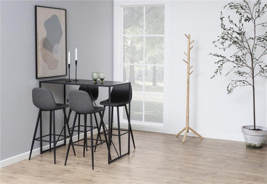 Tabouret de bar, recouvert de tissu, avec pieds en métal, Wilma Gris Clair / Noir, l46,6xH51xH101 cm