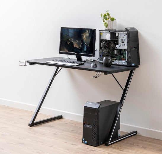 Table de bureau en aggloméré et métal Aiden Noir, L120xl60xH75 cm