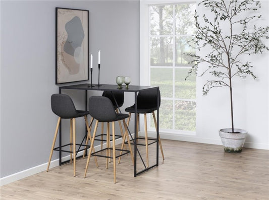 Tabouret de bar rembourré avec pieds en tissu et métal Wilma Gris / Chêne, l46,6xA51xH101 cm