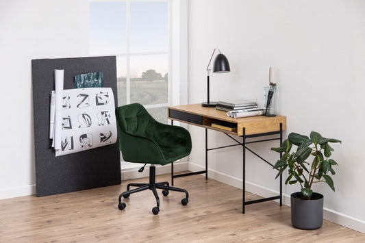 Chaise de bureau tapissée de tissu Brooke Velvet Vert, l59xA58,5xH88,5 cm