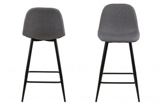 Chaise de bar rembourrée avec tissu et pieds en métal Wilma Gris Clair / Noir, l43,5xA48,5xH91 cm