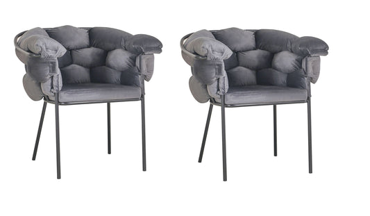 Lot de 2 chaises Reason, Velvet Gris / Noir