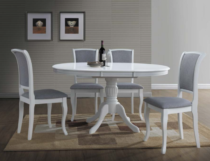 Table extensible en MDF et bois Olivia Blanc, L106-141xl106xh76 cm