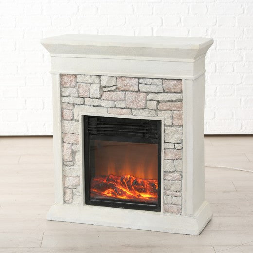 Cheminée électrique décorative Basko Blanc / Beige, l68xA29xH79 cm