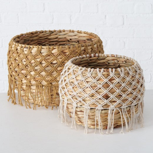 Set de 2 paniers de rangement, en Jacinthe d'eau Cleve Natural, Ø36xH25 cm / Ø25xH23 cm