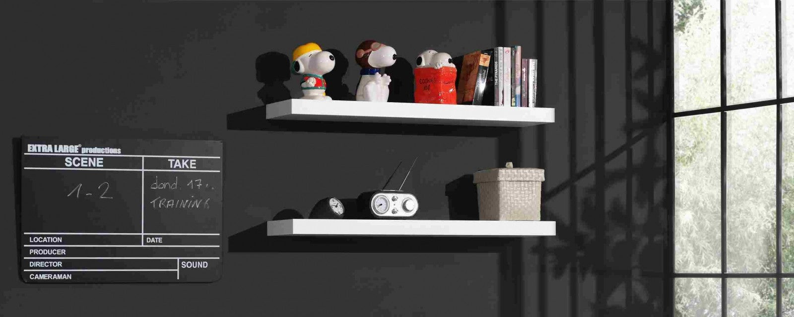 Ensemble de 2 étagères MDF suspendues pour Robin White Children, L100XA24XH5 CM