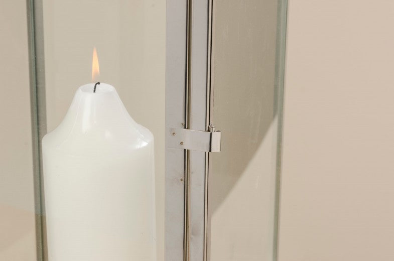 Lot de 2 lanternes décoratives en métal Arena Naturel / Argent, L26xl26xH65 cm / L20xl20xH43 cm