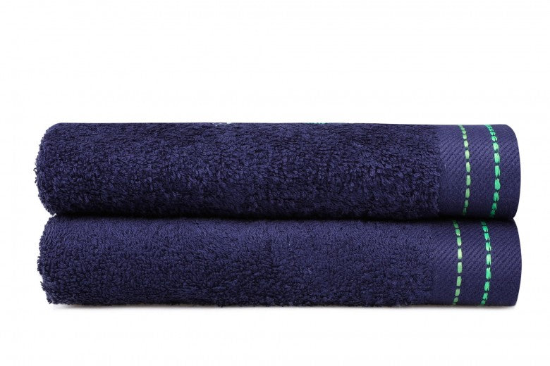 Lot de 2 serviettes de bain en coton, Beverly Hills Polo Club 401 Navy, 50 x 90 cm