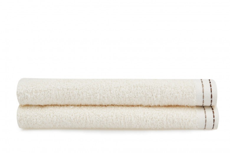 Lot de 2 serviettes de bain en coton, Beverly Hills Polo Club 401 Crème, 50 x 90 cm