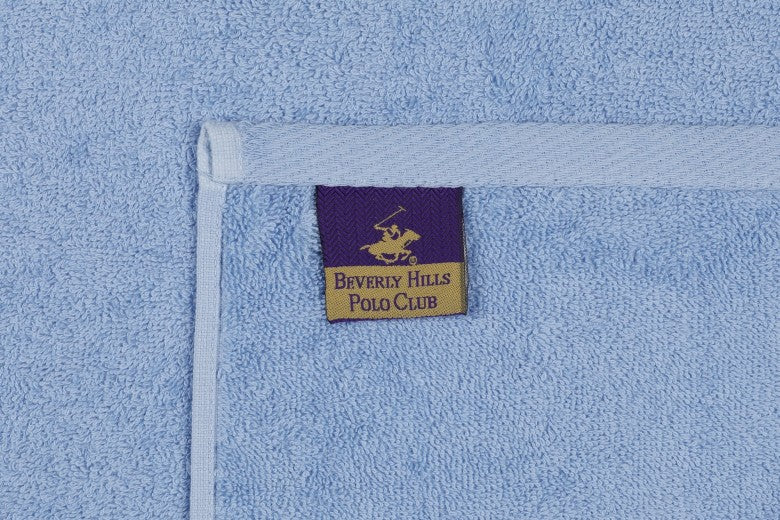 Lot de 2 serviettes de bain en coton, Beverly Hills Polo Club 402 Bleu / Beige, 50 x 90 cm