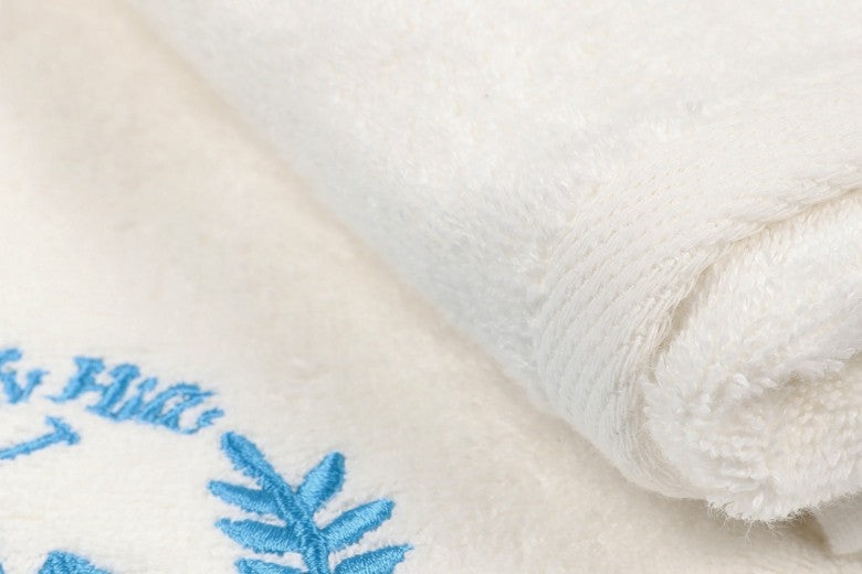 Lot de 2 serviettes de bain en coton, Beverly Hills Polo Club 402 Crème / Bleu V02, 70 x 140 cm