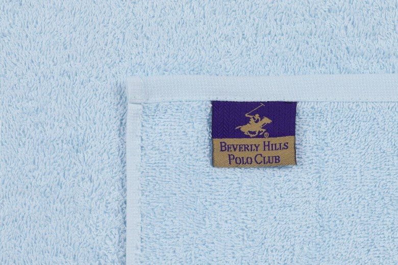 Lot de 2 serviettes de bain en coton, Beverly Hills Polo Club 403 Bleu, 50 x 90 cm