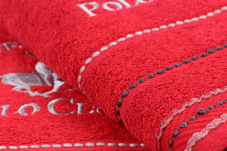 Lot de 2 serviettes de bain en coton, Beverly Hills Polo Club 403 Rouge, 50 x 90 cm