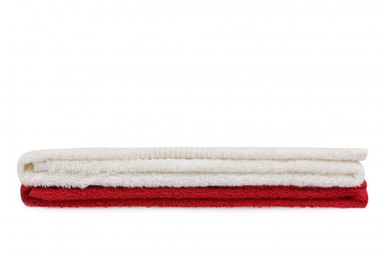 Lot de 2 serviettes de bain en coton, Beverly Hills Polo Club 404 Blanc / Rouge, 50 x 90 cm