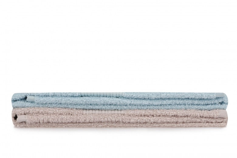 Lot de 2 serviettes de bain en coton, Beverly Hills Polo Club 404 Bleu / Beige, 50 x 90 cm