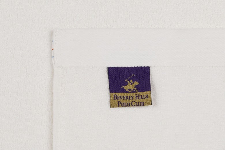 Lot de 2 serviettes de bain en coton, Beverly Hills Polo Club 405 Blanc / Gris Foncé, 50 x 90 cm