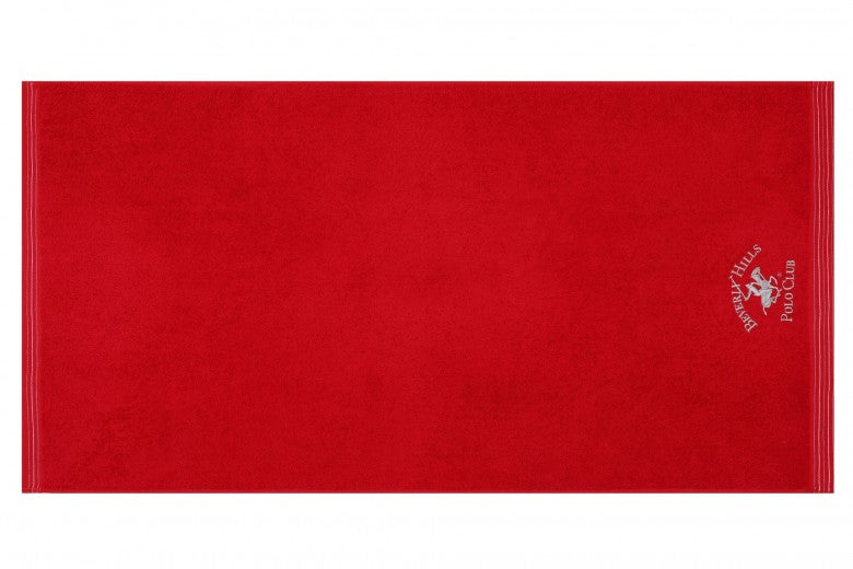 Lot de 2 serviettes de bain en coton, Beverly Hills Polo Club 405 Rouge, 70 x 140 cm