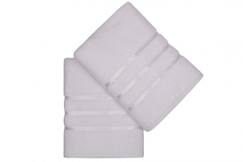 Lot de 2 serviettes de bain en micro-coton, Dolce Alb, 70 x 140 cm