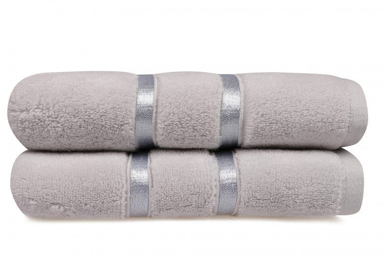 Lot de 2 serviettes de bain en micro-coton, Dolce Light Gris, 50 x 90 cm