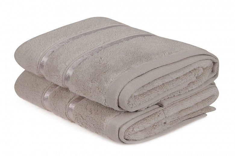 Lot de 2 serviettes de bain en micro-coton, Marron Clair Dolce, 50 x 90 cm