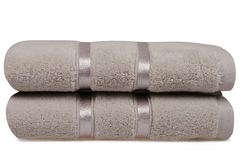 Lot de 2 serviettes de bain en micro-coton, Marron Clair Dolce, 50 x 90 cm