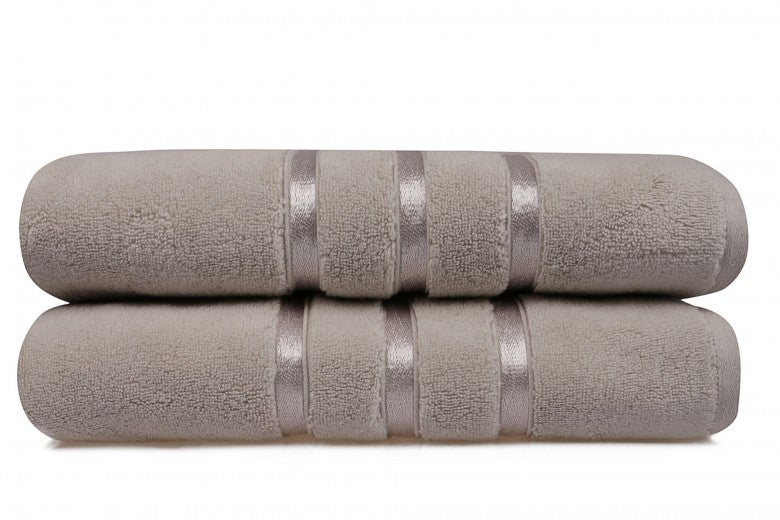 Lot de 2 serviettes de bain en micro-coton, Marron Clair Dolce, 70 x 140 cm