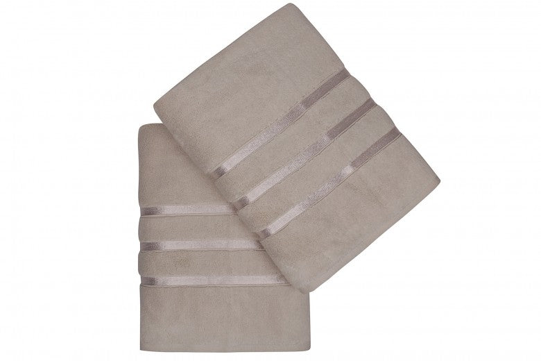 Lot de 2 serviettes de bain en micro-coton, Marron Clair Dolce, 70 x 140 cm