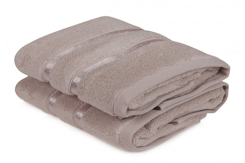 Lot de 2 serviettes de bain en micro-coton, Dolce Lilas, 50 x 90 cm