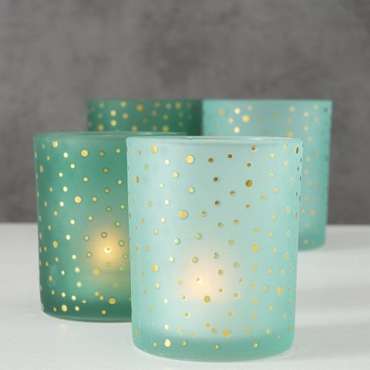 Set de 2 bougeoirs, en verre Vert Marit, Modèles Assortis, Ø7xH8 cm / Ø9xH10 cm