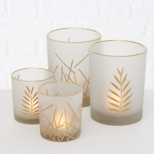 Lot de 2 bougeoirs, en verre Narino doré, Modèles Assortis, Ø7xH8 cm / Ø10xH12 cm