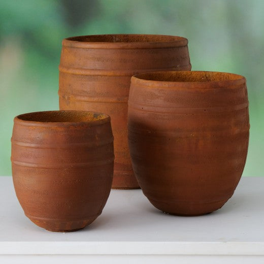 Set de 3 pots Alvaro Caramisu en ciment et fibre de verre, Ø45xH50 / Ø37xH41 / Ø31xH31 cm