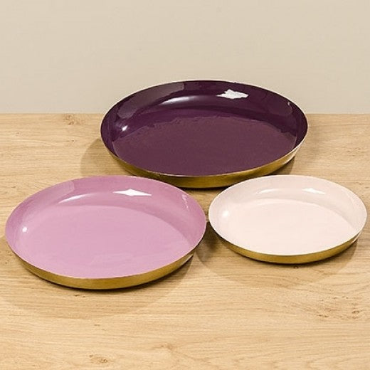 Set de 3 assiettes décoratives en métal Minella Multicolor, Ø20xH2,5 / Ø25xH3 / Ø29xH3,5