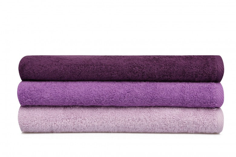 Lot de 3 serviettes de bain en coton, Beverly Hills Polo Club 402 Lilas / Violet / Violet, 70 x 140 cm