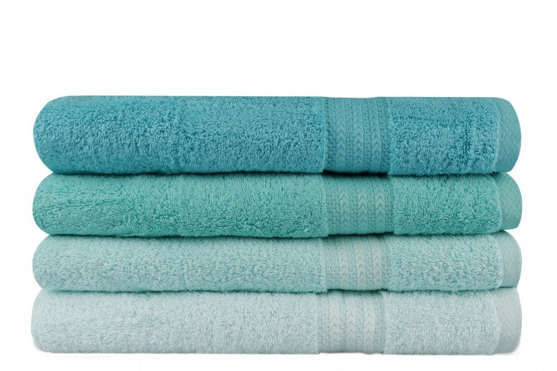 Lot de 4 serviettes de bain en coton, Arc-en-ciel, 70 x 140 cm