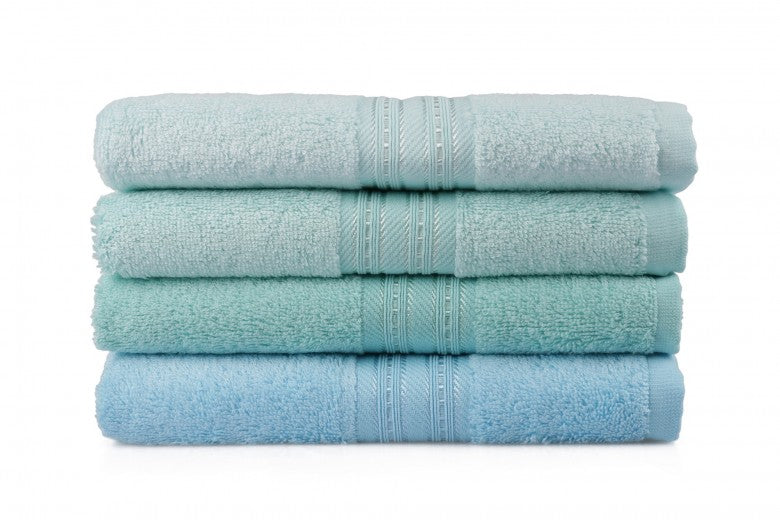 Lot de 4 serviettes de bain, Lavinya Vert / Bleu, 50 x 90 cm