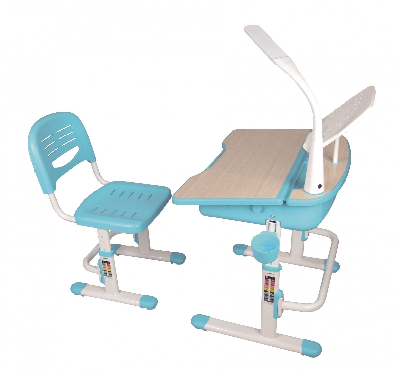 Ensemble de bureau pour enfants avec lampe à LED, réglable sur la hauteur bleu, L70.5xl54.5xh54 cm