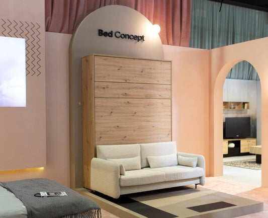 Lit escamotable BED CONCEPT 90x200 horizontal avec rangements intégrés  chêne artisan