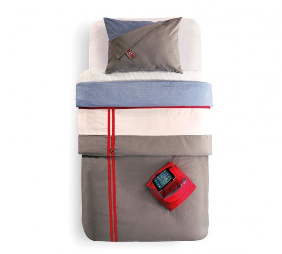 Ensemble de couvre-lit réversible et 1 support textile pour gadgets Trio Multicolor - 170 x 230 cm