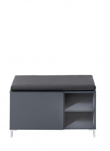 Banc tapissé de cuir écologique, avec 1 porte Kalis Grafit, l80xA39xH48 cm