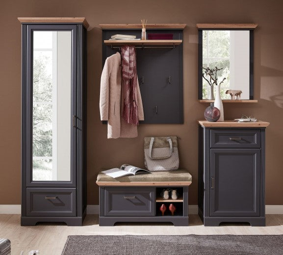 Meuble d'entrée en MDF, avec 1 porte et 1 tiroir, Jessie Graphite, l65xA41xH102 cm