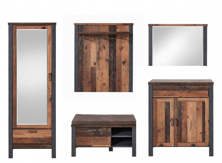 Ensemble de meubles de hall de palette, 5 pièces Chelsea Small Naturel / Graphite