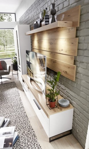 Ensemble de meubles de salon en MDF, 3 pièces Loftis Blanc / Chêne