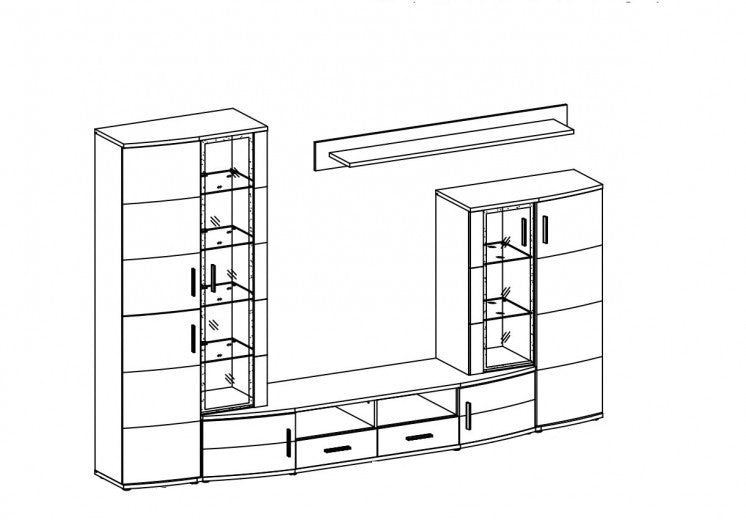 Ensemble de meubles de salon en aggloméré et MDF, 5 pièces Jenise Blanc / Gris
