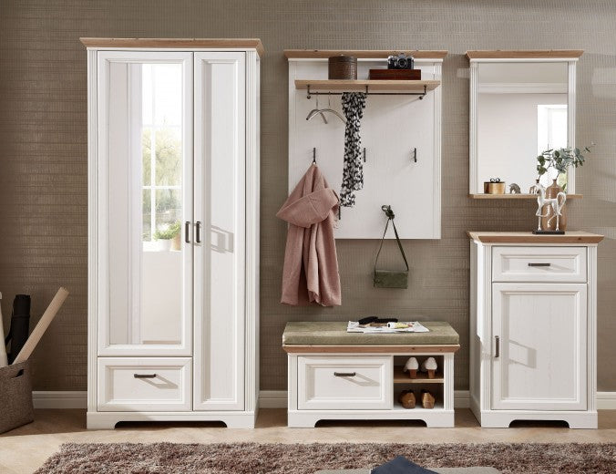 Meuble d'entrée en MDF, avec 1 porte et 1 tiroir, Jessie Beige ouvert, l65xA41xH102 cm
