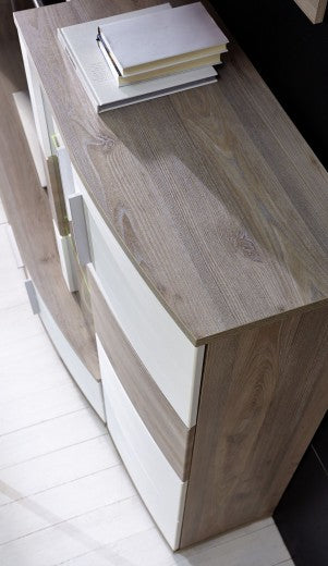 Ensemble de meubles de salon en aggloméré et MDF, 6 pièces Jenise I Blanc / Chêne