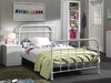 Ensemble de meubles de chambre en pin et MDF avec lit métallique, 3 pièces New York White, 200 x 120 cm