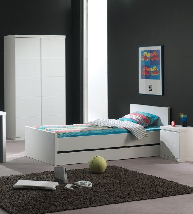 Ensemble de meubles de chambre en pin et en bois MDF, pour les enfants 2 pièces blanches, 200 x 90 cm