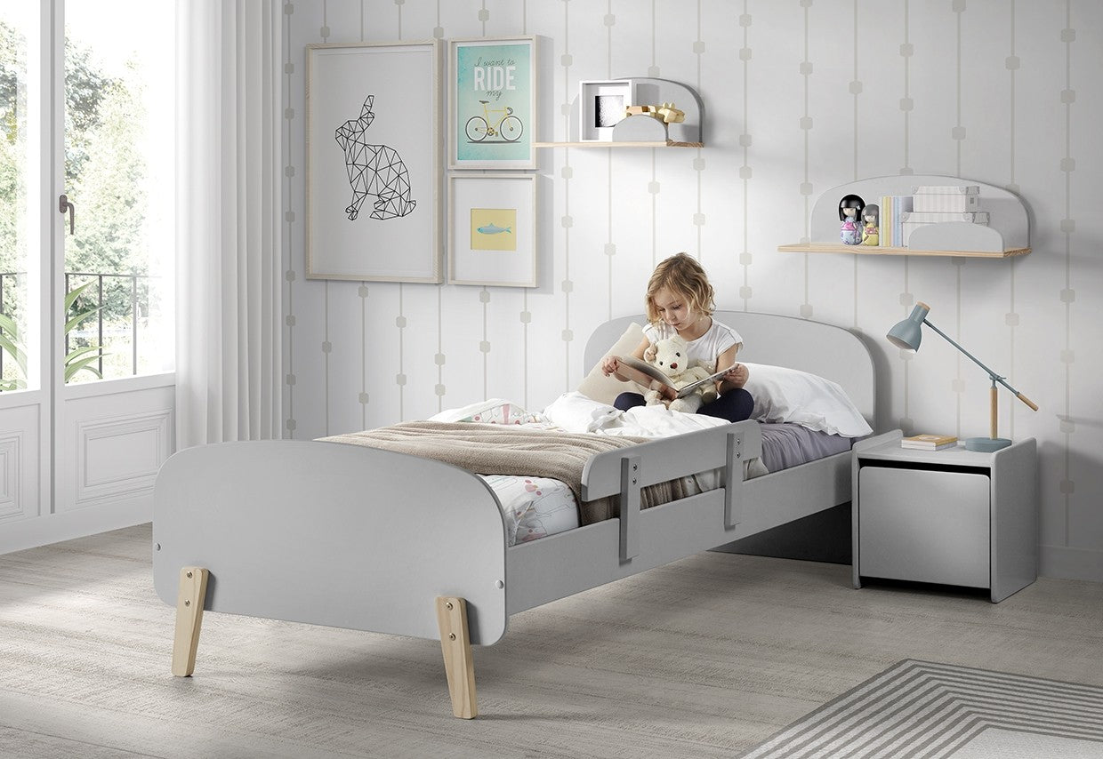 Ensemble de meubles de chambre à coucher et MDF, pour les enfants 5 pièces gris gamin, 200 x 90 cm